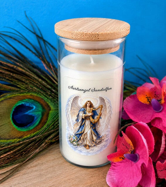 Aartsengel Sandalfon kaars in glas