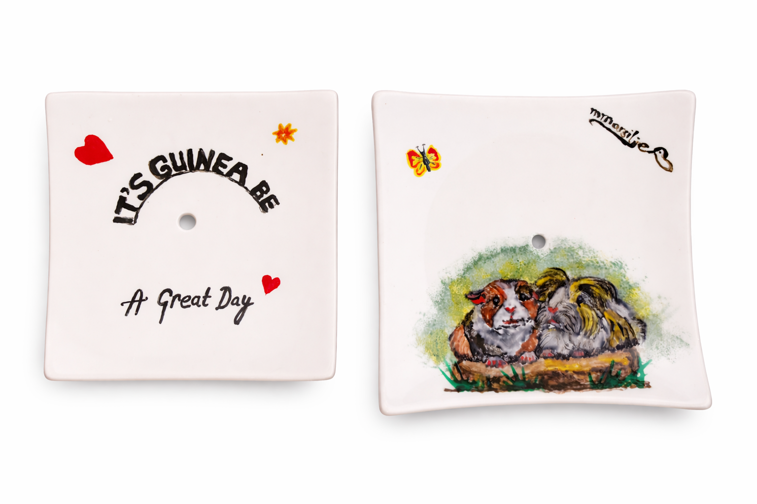 Handbeschilderde etagére - Cavia´s met een missie