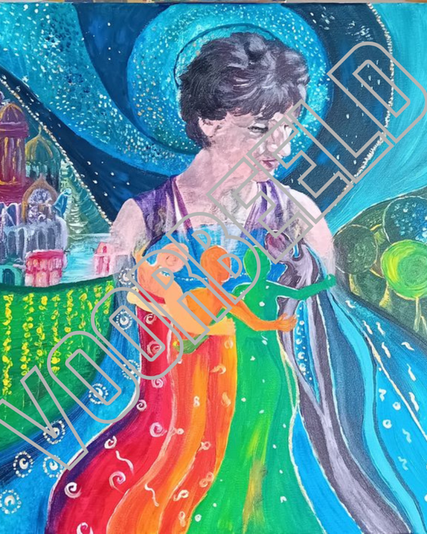 Portret (acrylverf op doek) in opdracht - mens & dier