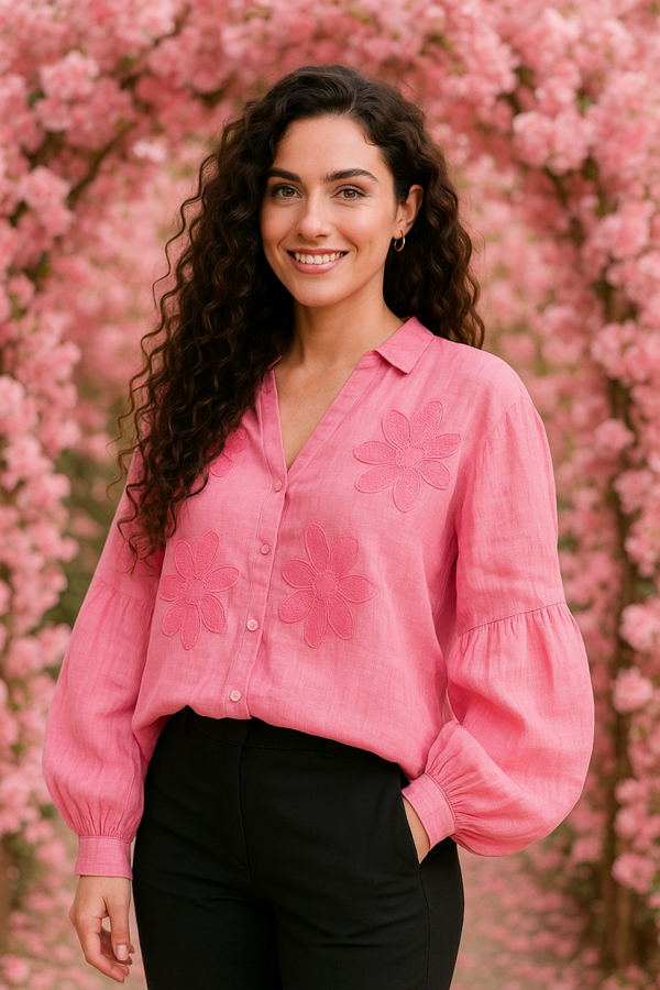 Chemise a Fleurs Rose