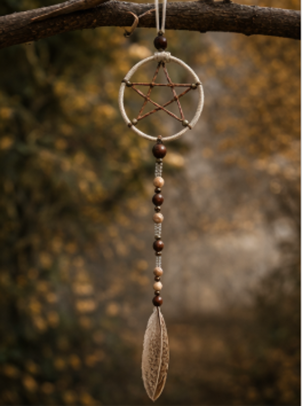 Pendule jaspe zébré – plume de faisan et pierre naturelle