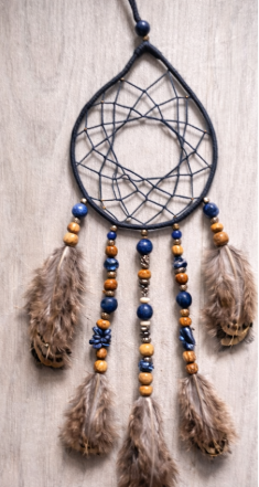 Attrape-rêves Rêve Marin – sodalite et plumes de faisan