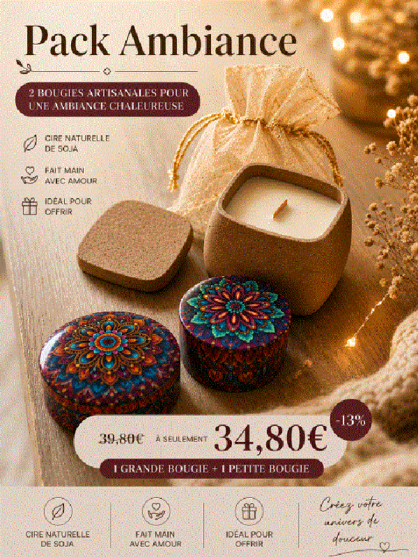 Pack Ambiance Cocooning – Bougies artisanales