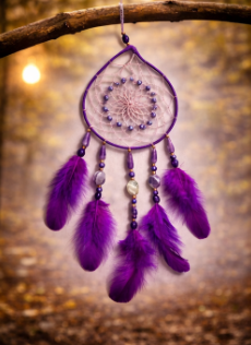 Attrape-rêves Violetta – améthyste et plumes violettes