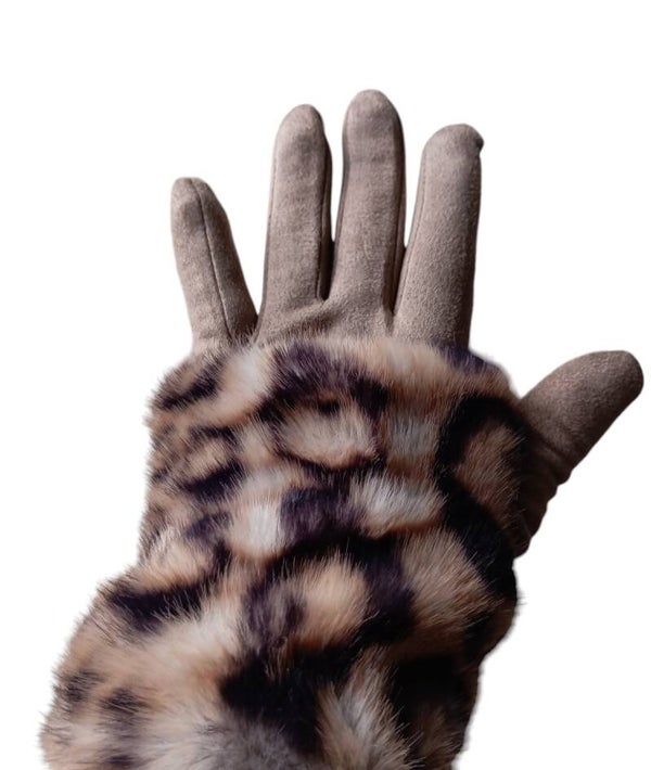 Gants pelucheux léopard