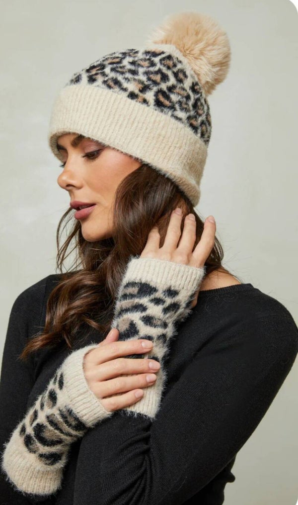 Bonnet  chaud d'hiver pour femme  léopard