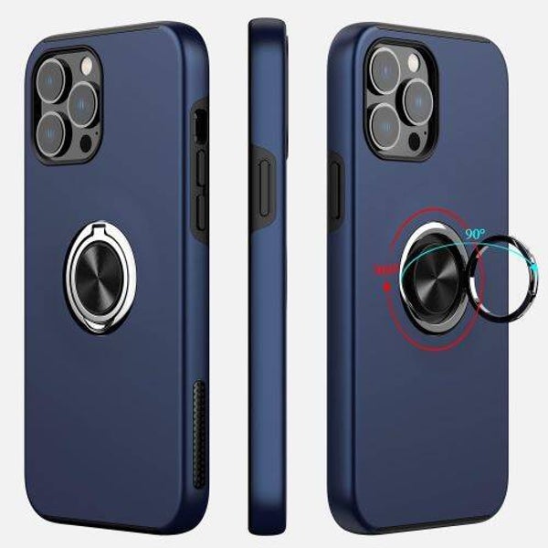 iPhone 12 Pro - Étui de protection magnétique antichoc de 360 mm avec support à anneau, béquille pour iPhone 12 Pro d'Apple - Bleu marine