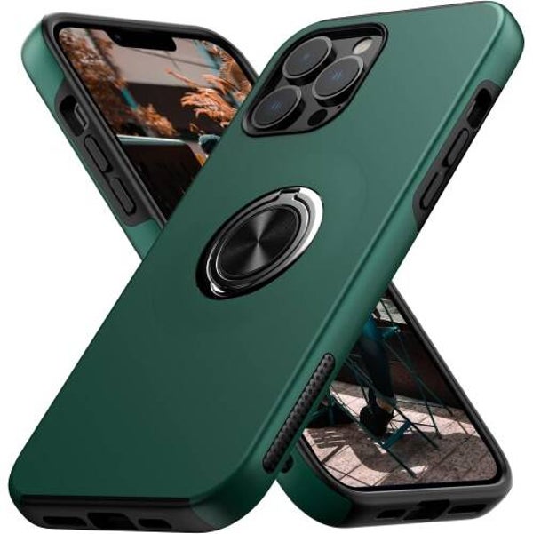 iPhone 12 Pro - Étui de protection magnétique antichoc de 360 mm avec support à anneau, béquille pour iPhone 1 Pro d'Apple - vert matte