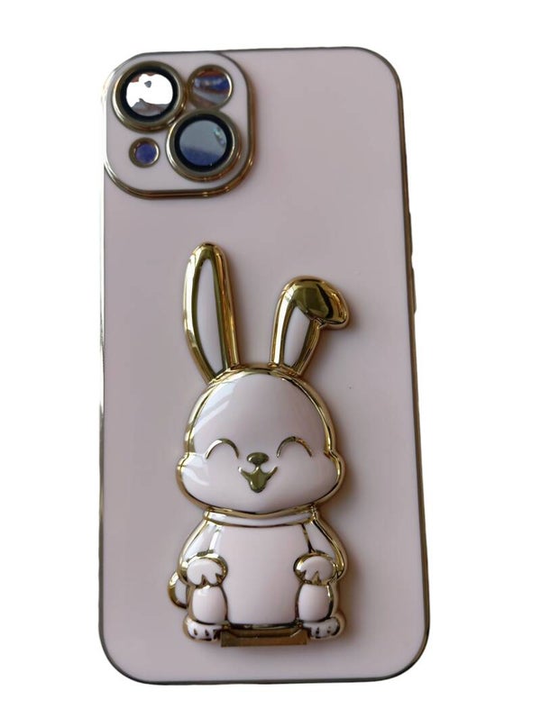 Coque iphone 14 Juste de support en silicone plaqué lapin de luxe