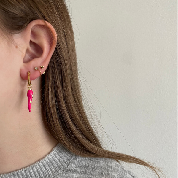 Losse oorbel - pink pepper