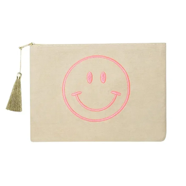 Make-up tas smiley - roze