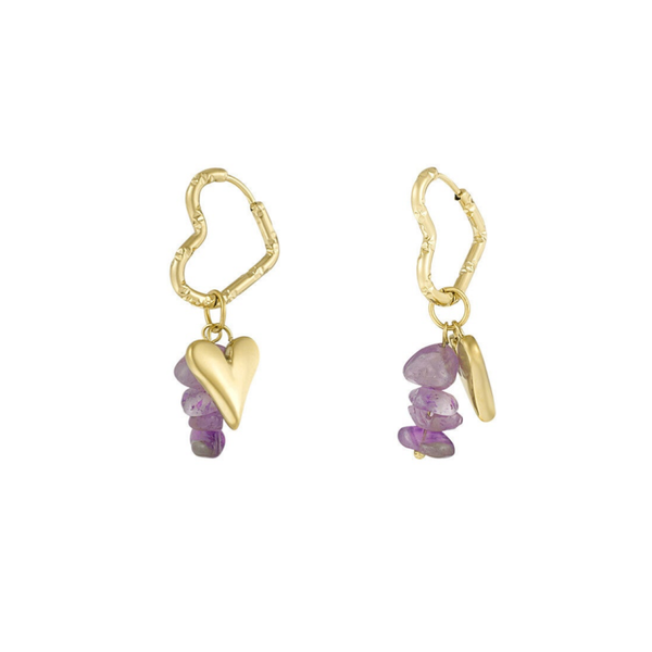 Oorbellen - heart & stone
