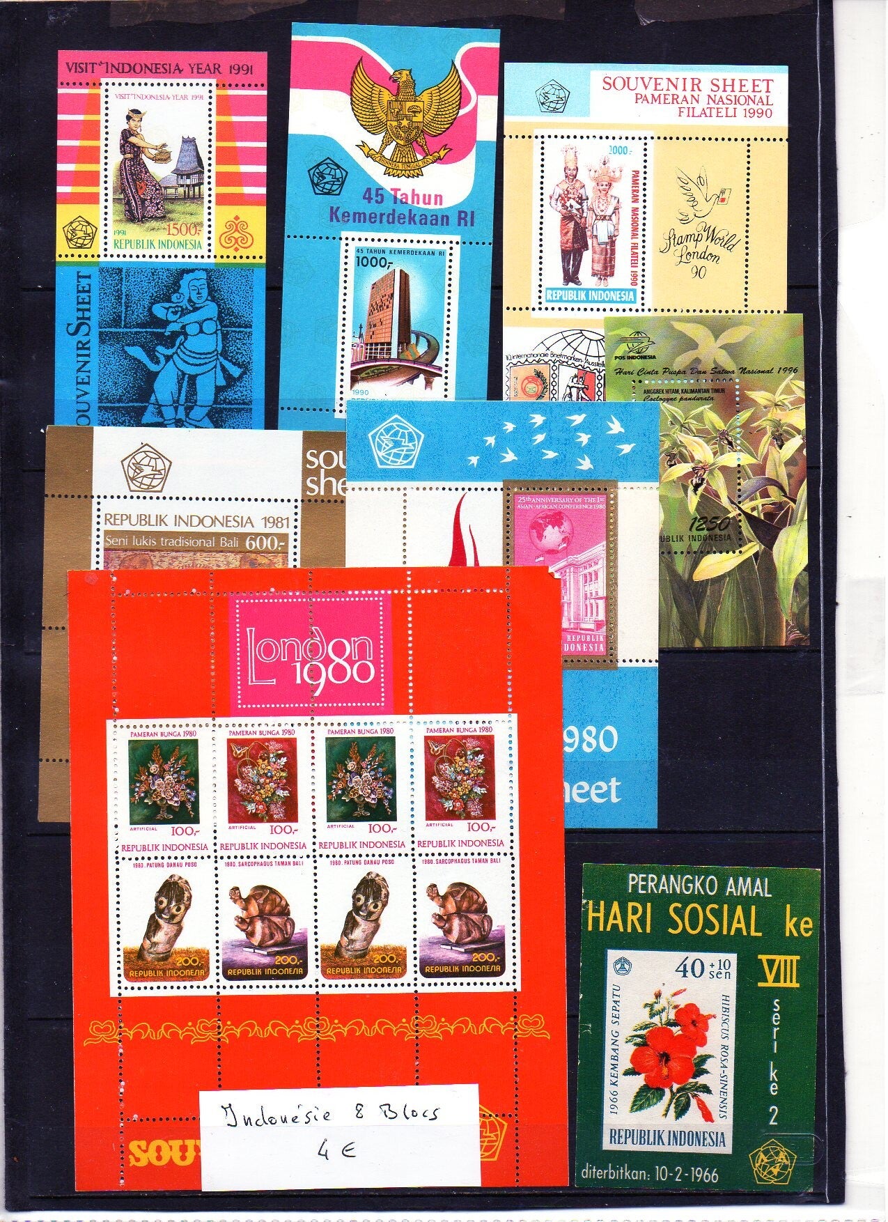 INDONÉSIE / LOT DE 8 BLOCS NEUFS **