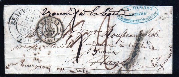 LAC 1847 BEAUVOIR-SUR-MER  POUR BOIN / RÉEXPÉDIÉE