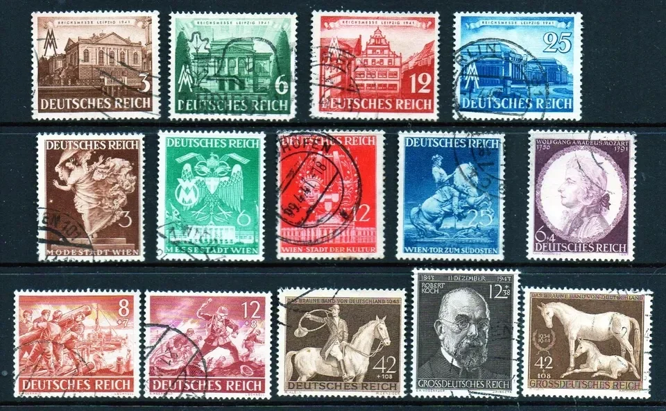 ALLEMAGNE / 1941-44 / ENTRE N° 688 et 821 / 14 TIMBRES (o)