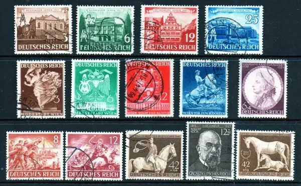 ALLEMAGNE / 1941-44 / ENTRE N° 688 et 821 / 14 TIMBRES (o)