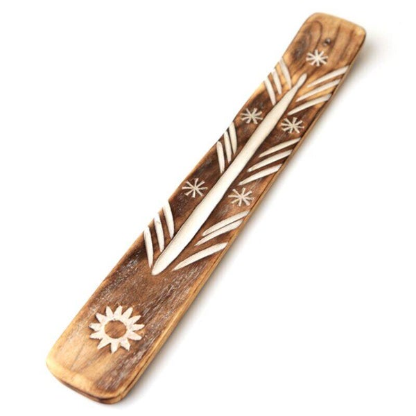 🌞 Sun Design Mango Wood Incense Ash Catcher