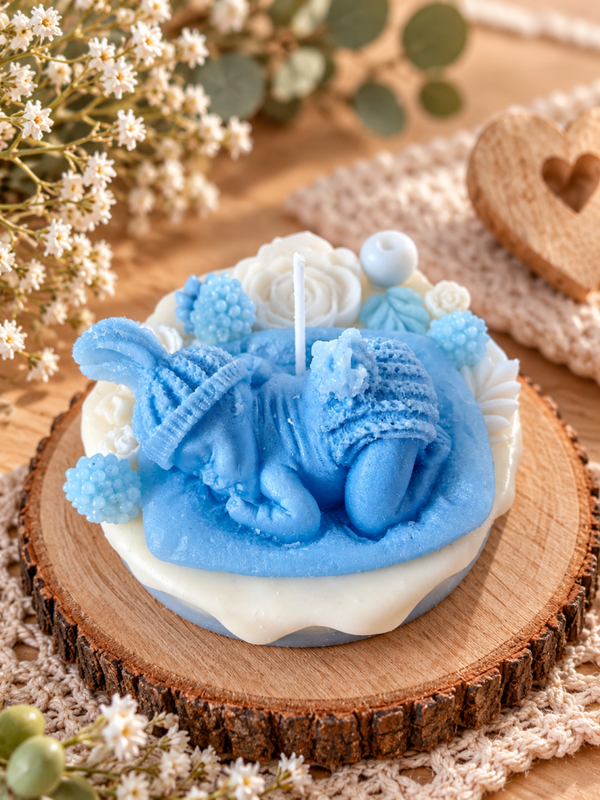 Liebevolle Kerzentorten für Babys – handgemachte Geschenkideen zur Geburt und Babyparty 🩷🩵