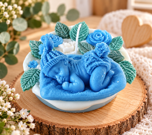 Liebevolle Kerzentorten für Babys – handgemachte Geschenkideen zur Geburt und Babyparty 🩷🩵