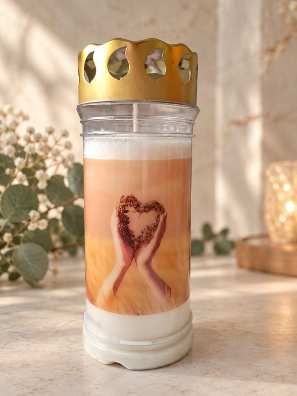 🕯️ Grablicht mit Herz von Bolsius – Ein Licht voller Liebe und Erinnerung 🤍❤️ 120 Stunden Brenndauer