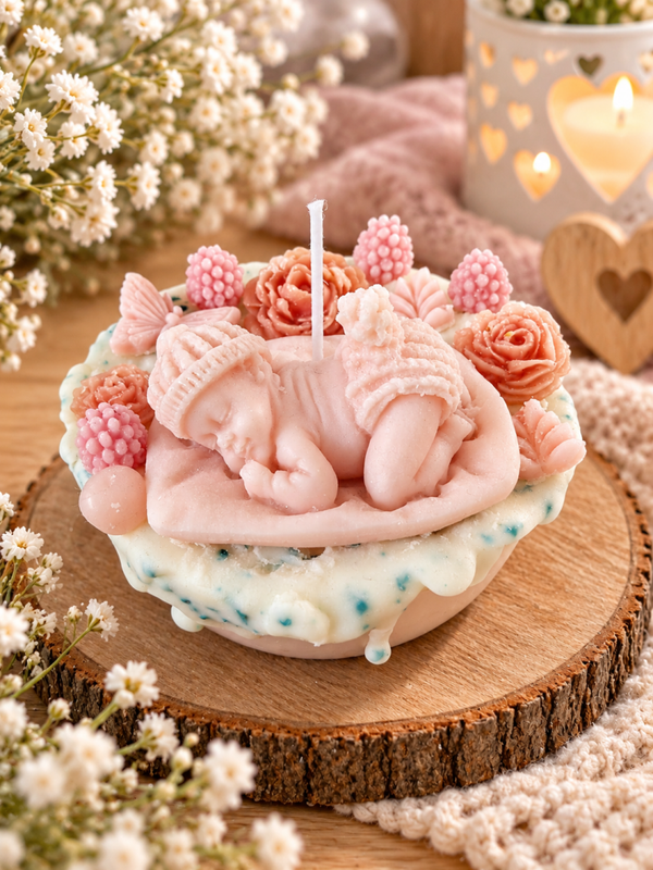 Liebevolle Kerzentorten für Babys – handgemachte Geschenkideen zur Geburt und Babyparty 🩷🩵