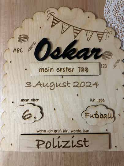 Personalisierte Einschulungstafel