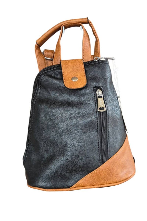 L & H Compact Rugtasjes / Schoudertasje Zwart - Bruin