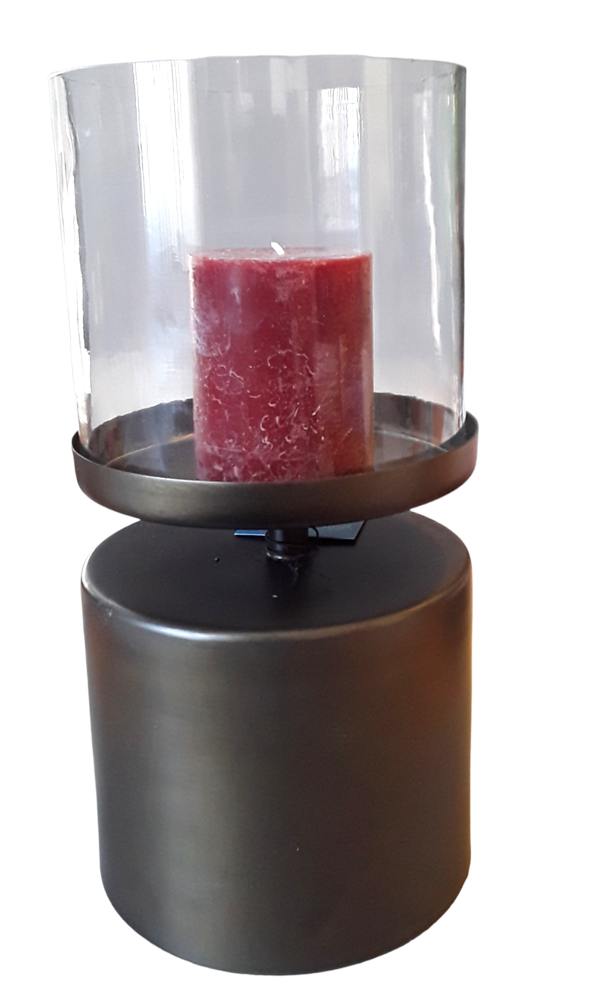 Unieke ambachtelijke metalen  windlichthouder 30 cm incl. stompkaars