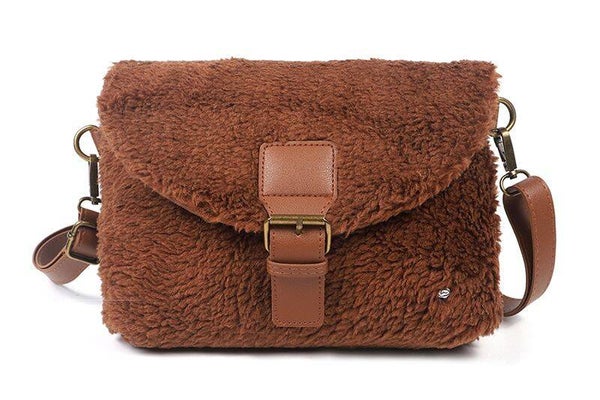 Dutch Schoudertasje / crossbody Dark Camel Teddy