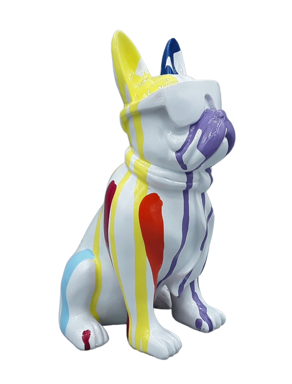 Exclusieve Frans Bulldog met bril Wit - gekleurde verfdruipers