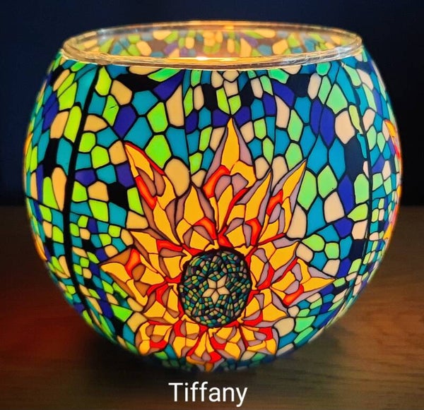 Verlichte luxe glazen waxine-lichthouder Tiffany