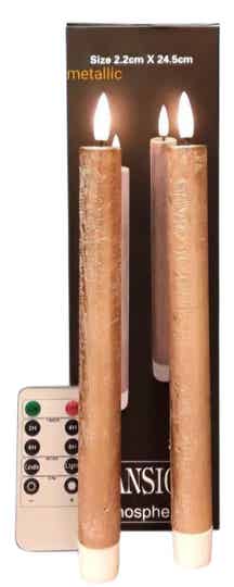 Led wax Dinner kaarsen  2.2 x 24.5 cm Koper Metallic