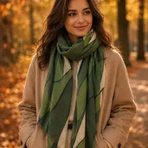Dames sjaal met geometrische print en pailletten Groen