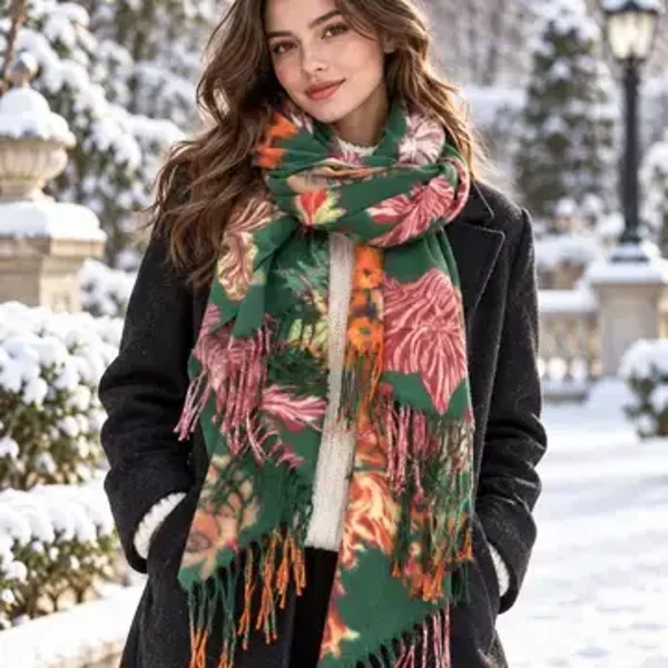 Dames Sjaal met bloemenprint design Groen