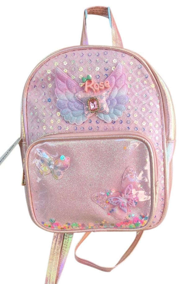 LR Kinderrugtas Glamour Butterfly Zalm Roze