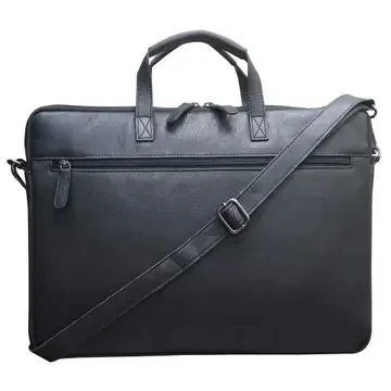 Greenwood  Leren Laptop schouderhoes II 15,6 inch Zwart