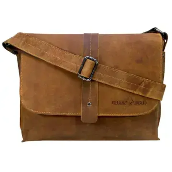 Greenwood Leren Laptop Schoudertas 13,3 Inch Bruin