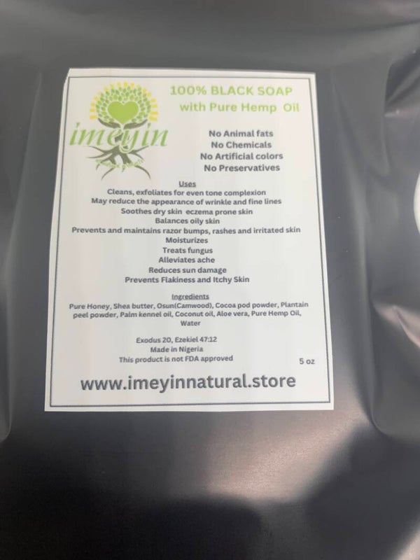 100% AFRICAN BLACK SOAP WITH HEMP OIL