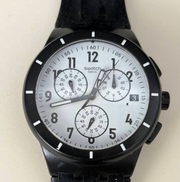 Swatch Chrono Plastic Twice Again Black Unisex Watch