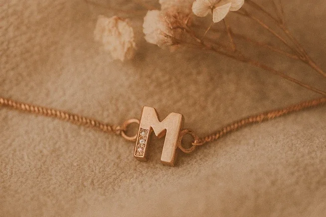 Gouden armband met letter en diamant