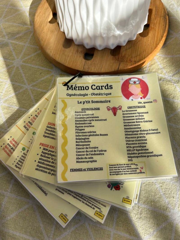 Mémo Cards, L'OBSTETRIQUE et LA GYNECOLOGIE (Livraison à domicile)