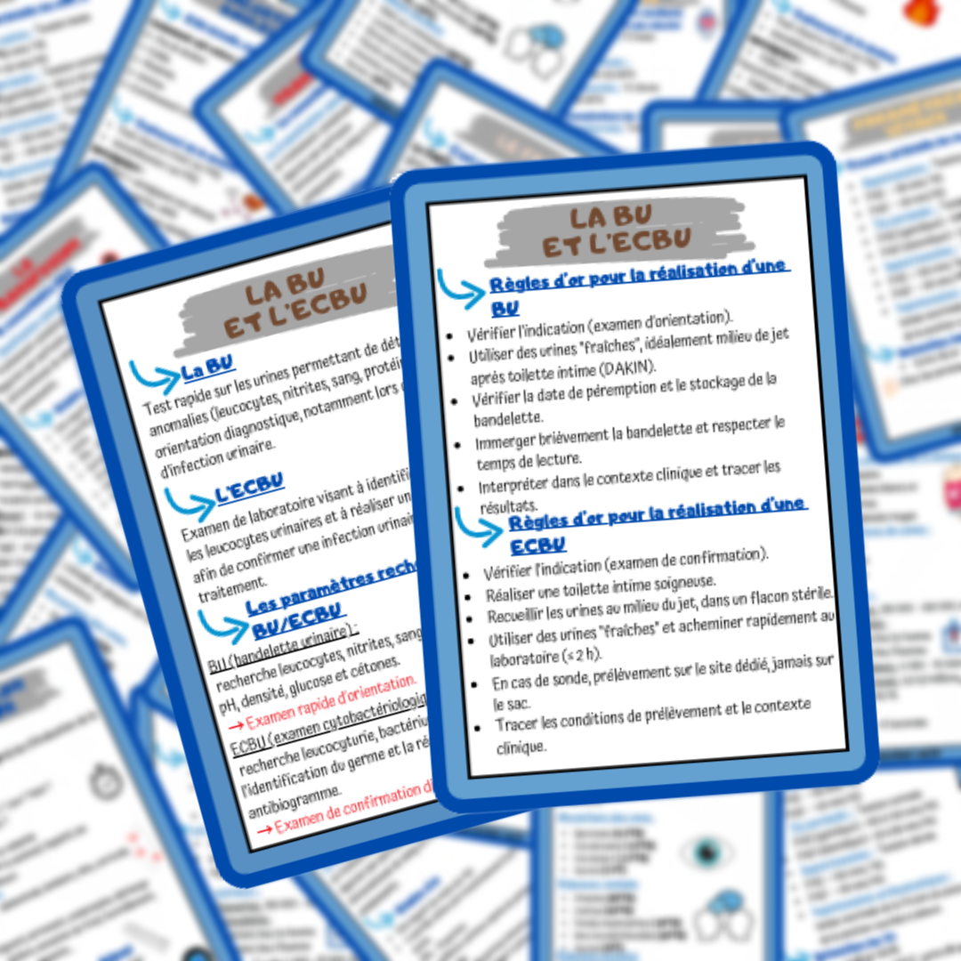 Lot de 4 fiches mémos IDE – soins techniques