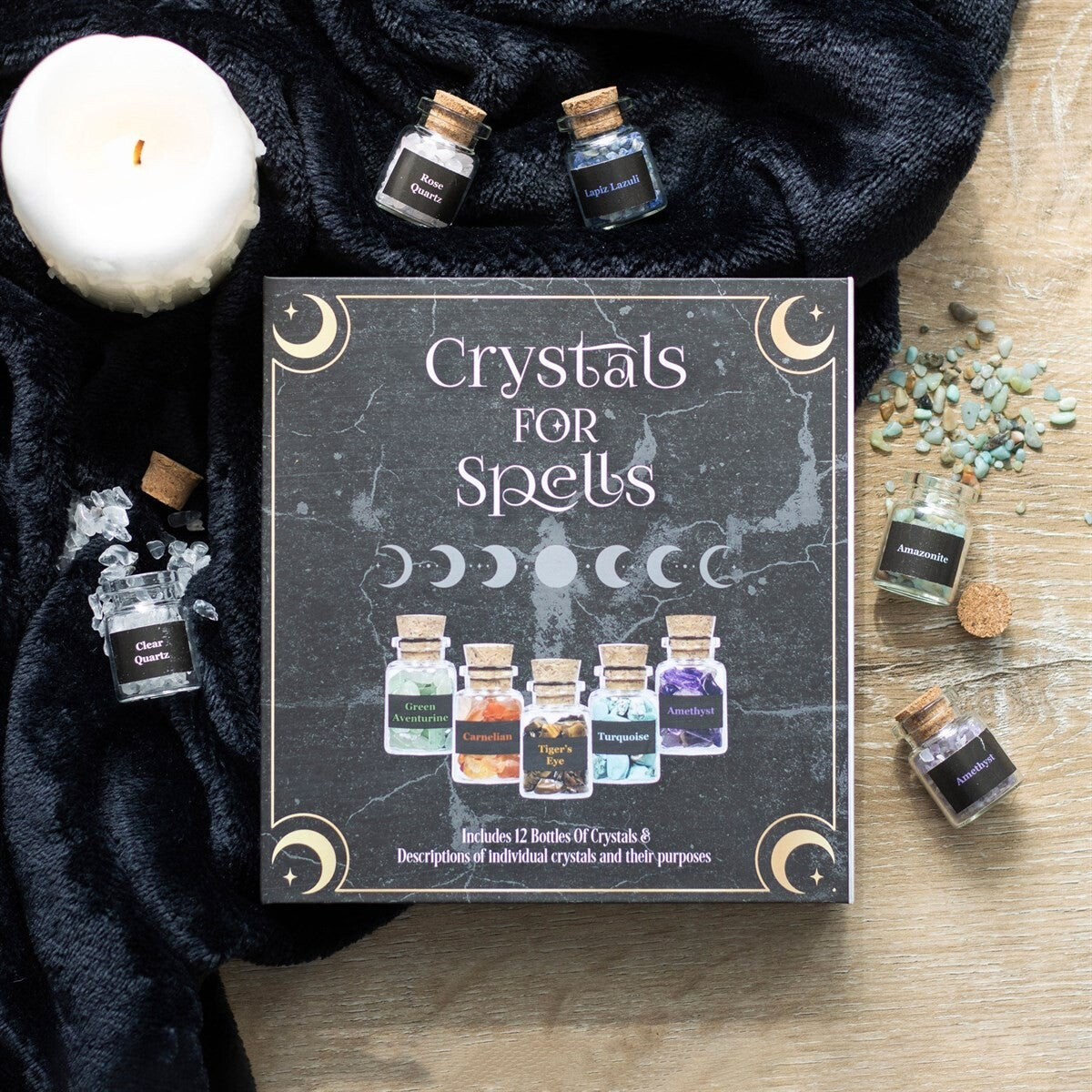 Crystals for Spells - 12 Jars of Crystal Chips