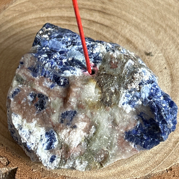 Raw Sodalite Incense Stick Holder