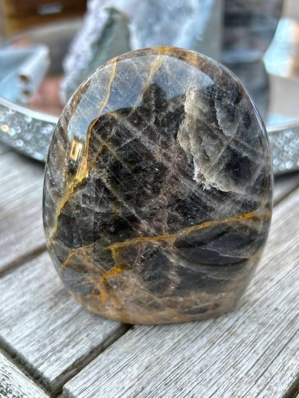 Black Moonstone Freeform with orange veins