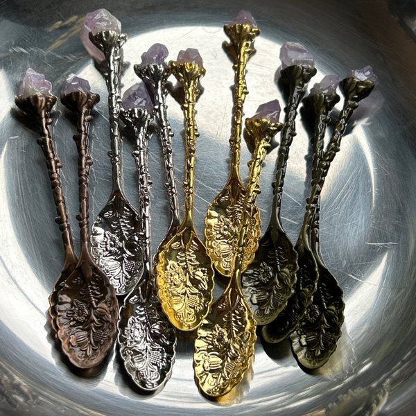 Amethyst Topped Herb Spoons