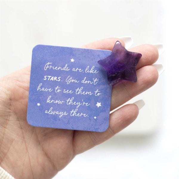 Amethyst Star in Bag with sentiment card