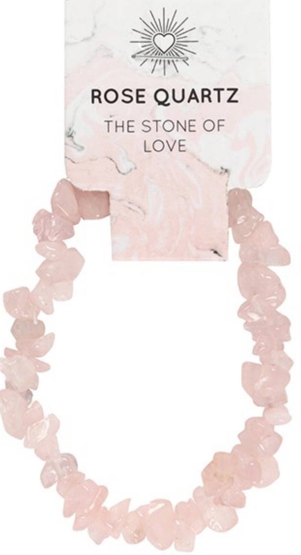 Stretch Chip Bead Bracelet - Rose quartz