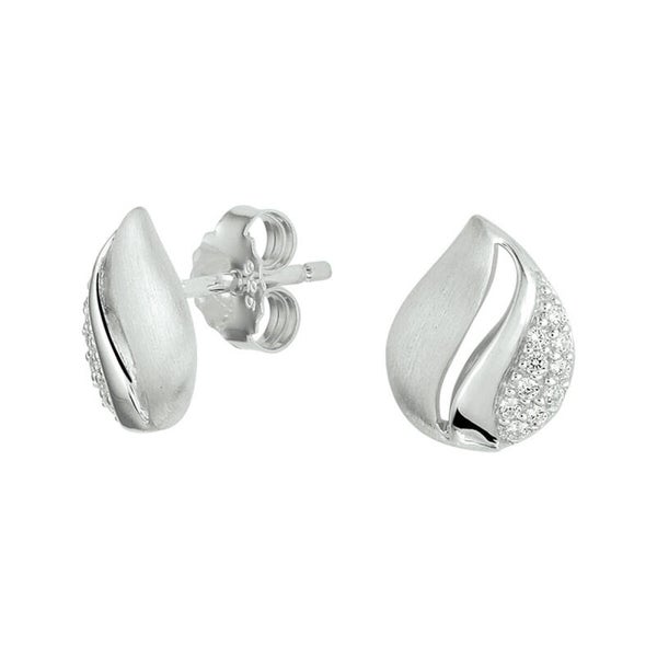 Zilveren druppel oorknoppen met zirconia's