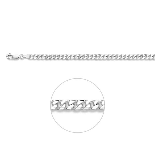 Zilveren schuin geslepen ketting gourmet (smal)